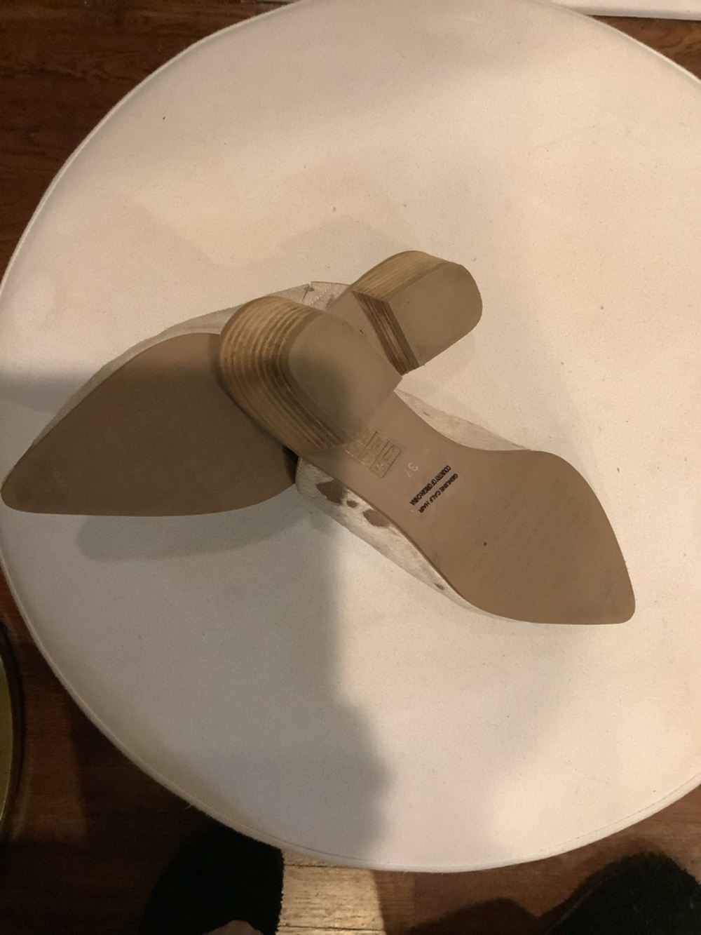Chocolat Blu Clint Slides Mule Shoes Beige Haircalf Pointed Slip-On Size 7 NWOB - Picture 9 of 10